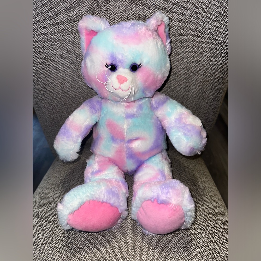 Build A Bear Plush Pastel Swirl Pink Tie-dye Easter Kitty Cat Kitten RARE HTF